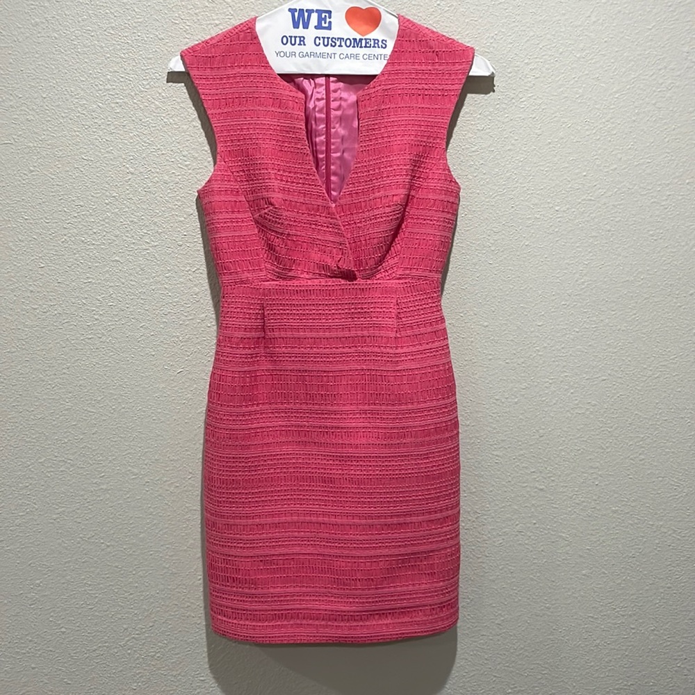 Trina Turk Fitted V Neck Sleeveless Blue Dress